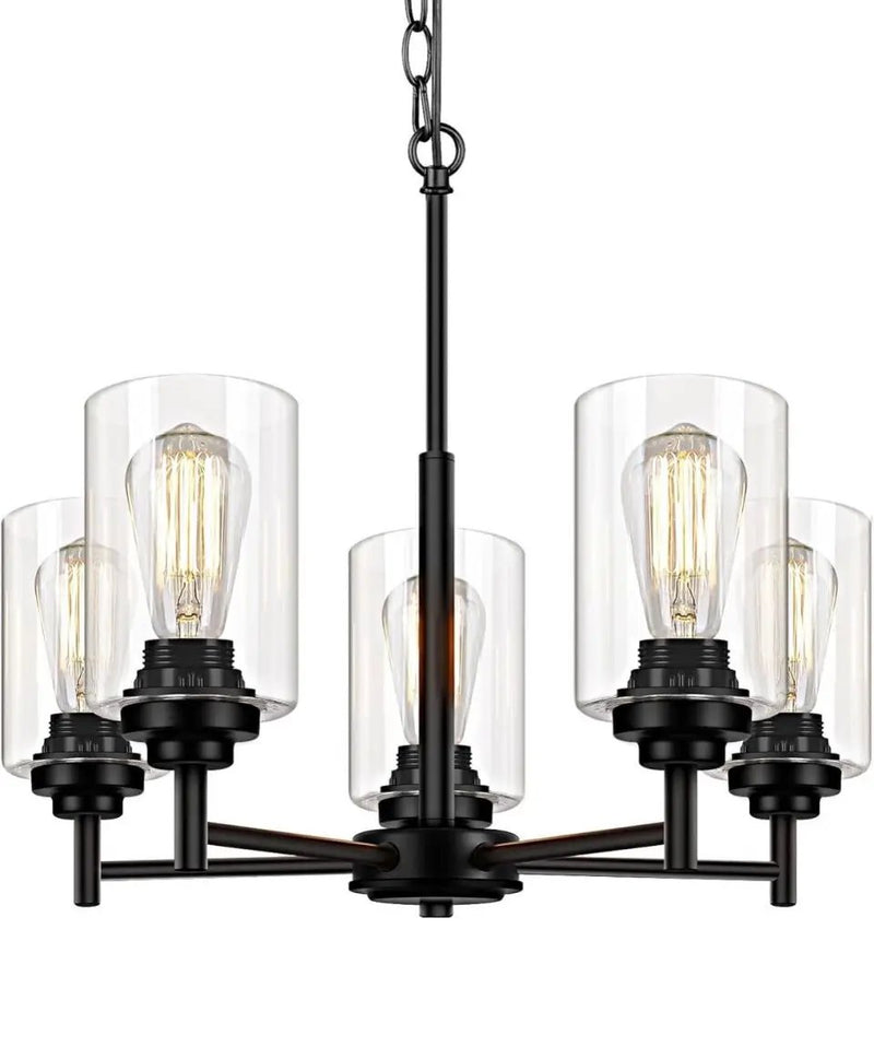 JAZAVA 5-Lights Modern Chandeliers, Pendant Lighting Hanging Adjustable Island,Semi Flush Ceiling Lights for Dinging Room Living Room Kitchen Bedroom, by Selzalot