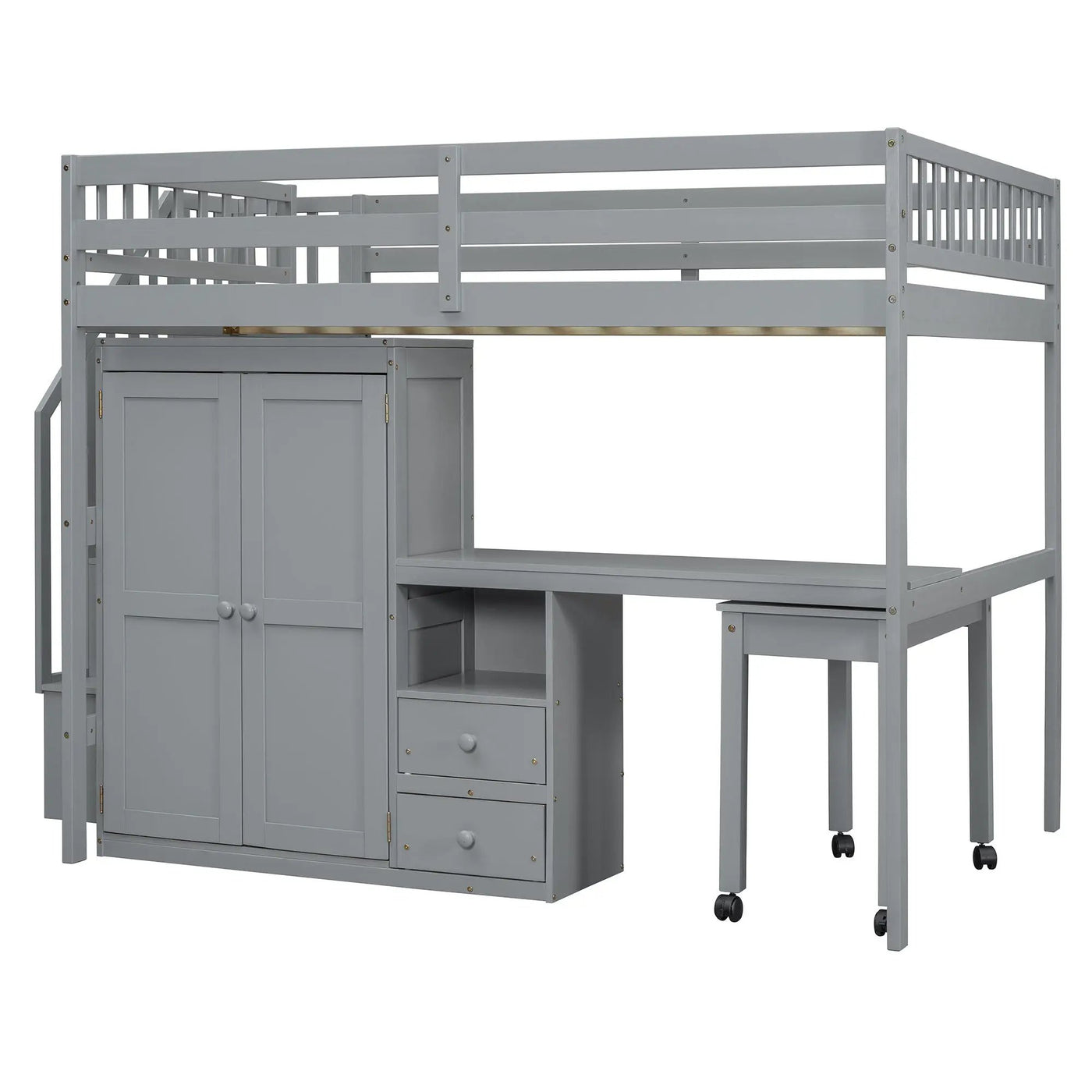 Loft Bed With Stairs, Bookshelf, Drawers, Desk & Wardrobe, Space Saving Multifunctional Furniture by Unique Piece Furniture