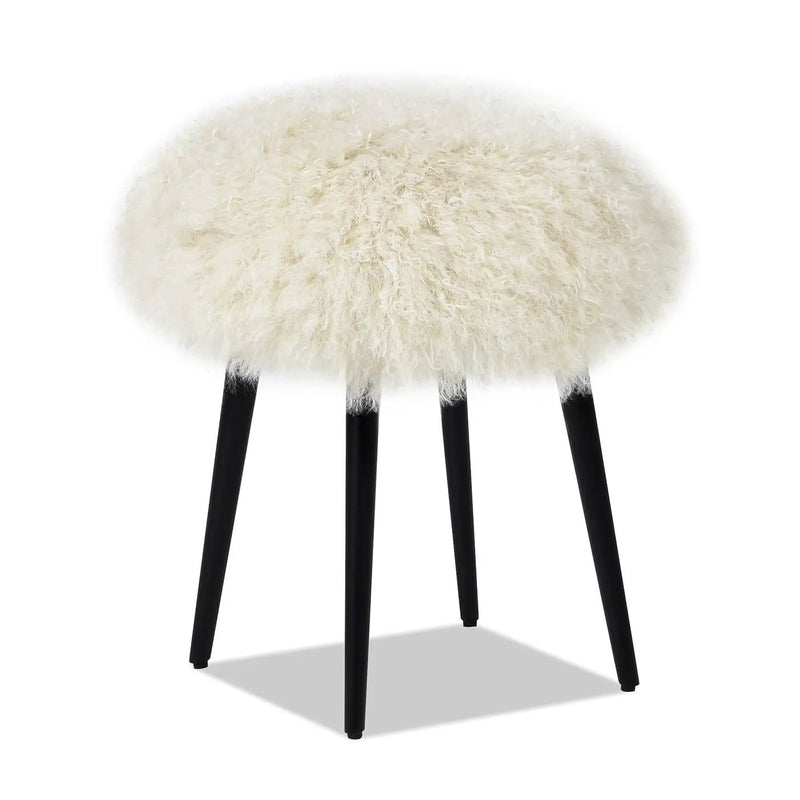 Alberta - Mongolian Sheepskin Round Ottoman by HouseOfZazla