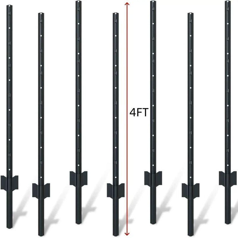 4 Foot U-Shaped Metal Garden Fence Posts Set for Wire Mesh Fencing by HouseOfZazla