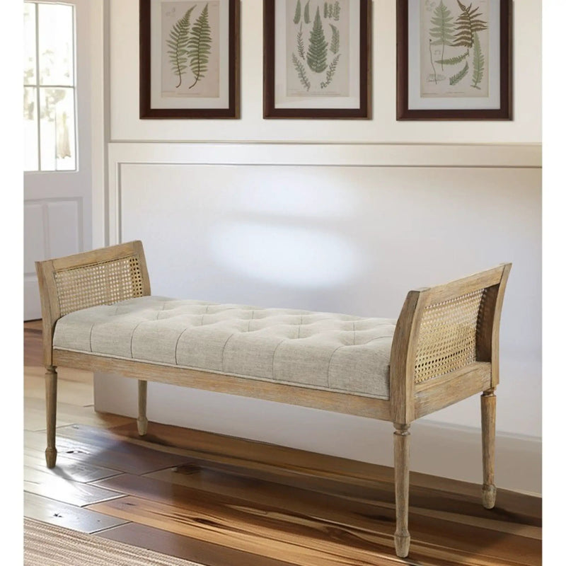 Accent Bench With Arm - Natural by Unique Piece Furniture