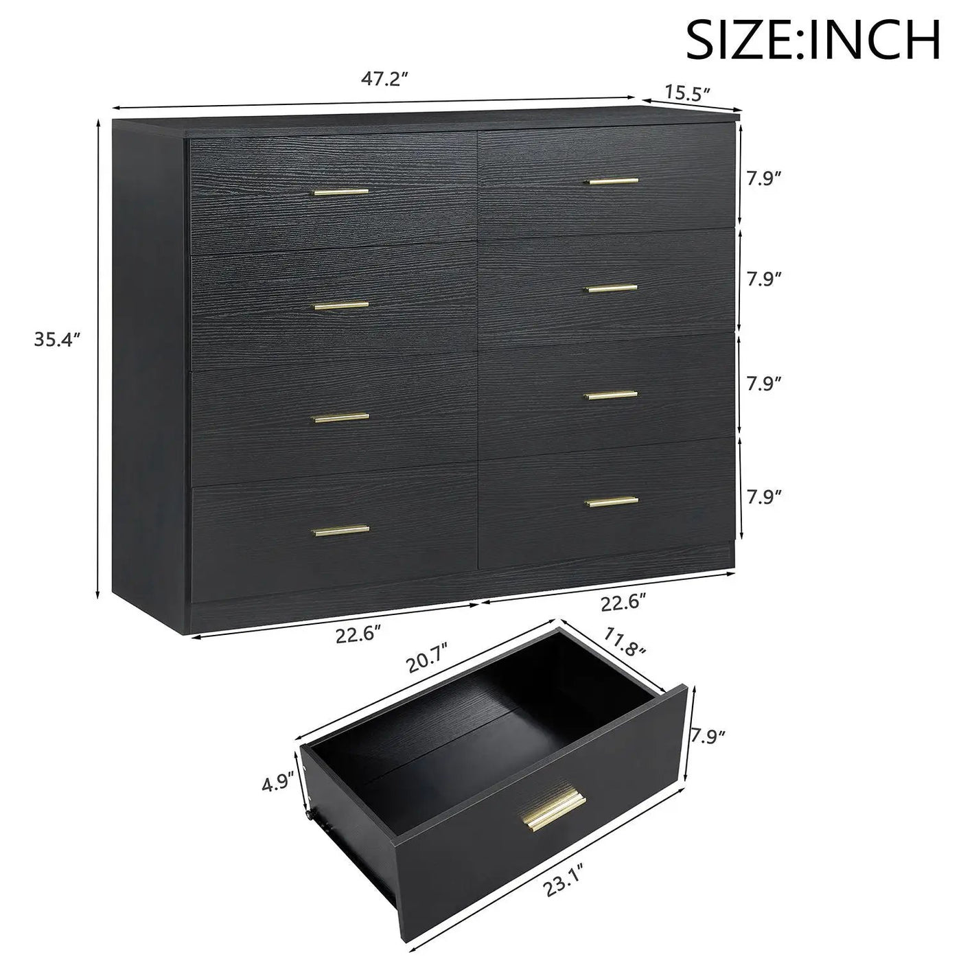 Modern Drawer Dresser For Bedroom, Ample Storage Wide Chest Of Drawers by HouseOfZazla