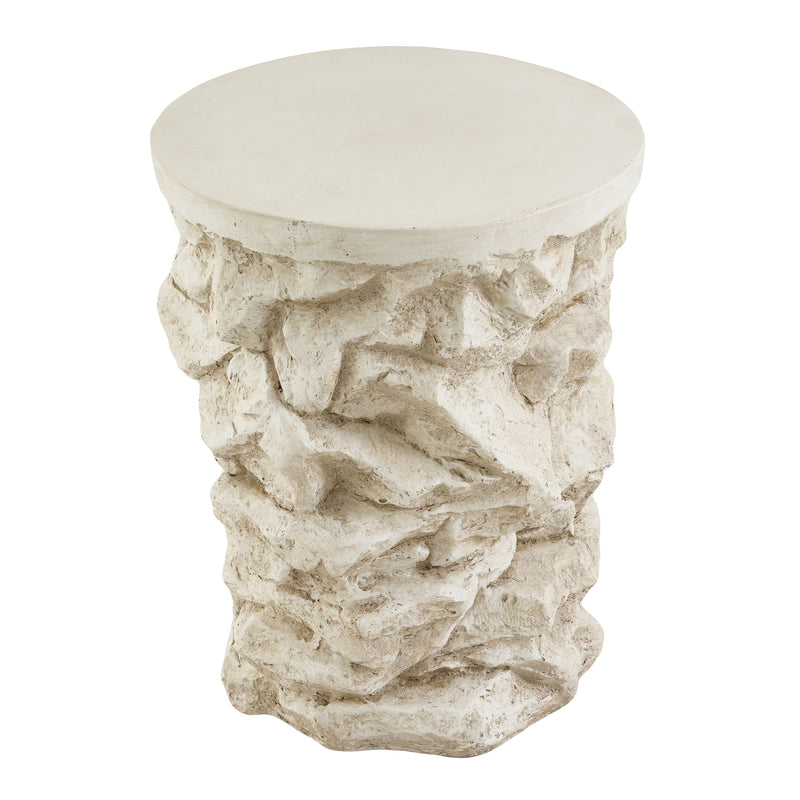 Beige Round Faux Stacked Stone MGO Side Table, photo 7 of 10