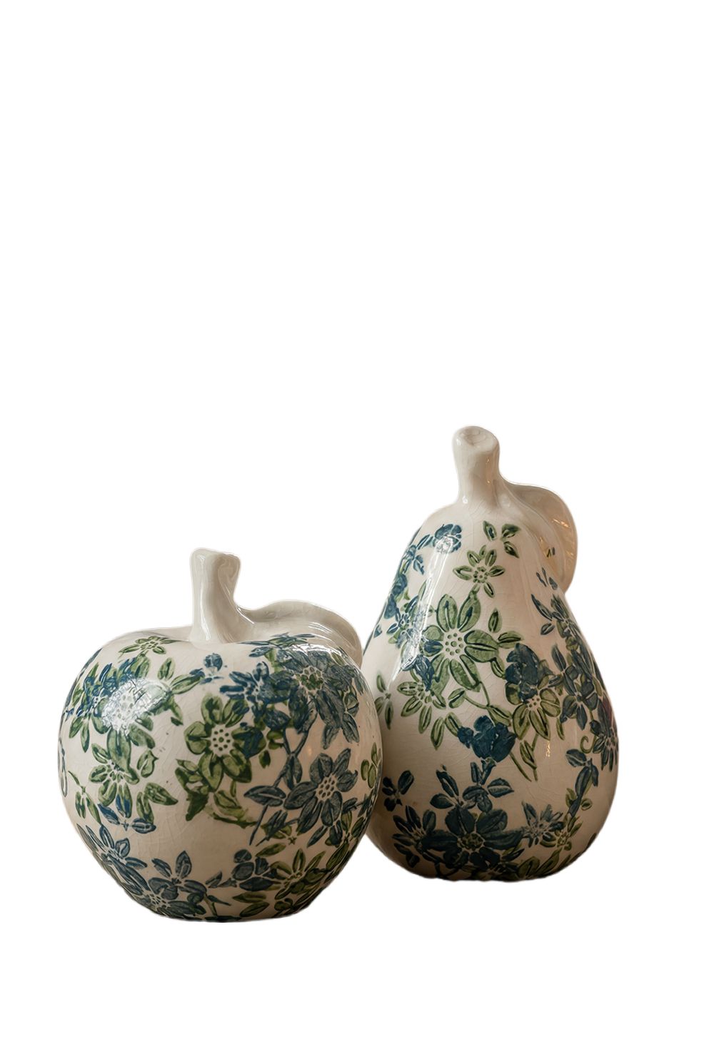 Floral Ceramic Pear and Apple Decor Set with Elegant Ivory Finish, photo 2 of 10