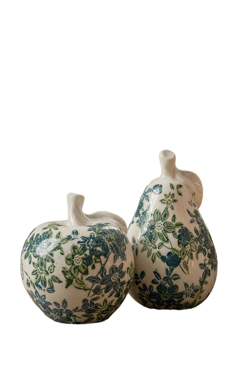 Floral Ceramic Pear and Apple Decor Set with Elegant Ivory Finish, photo 2 of 10
