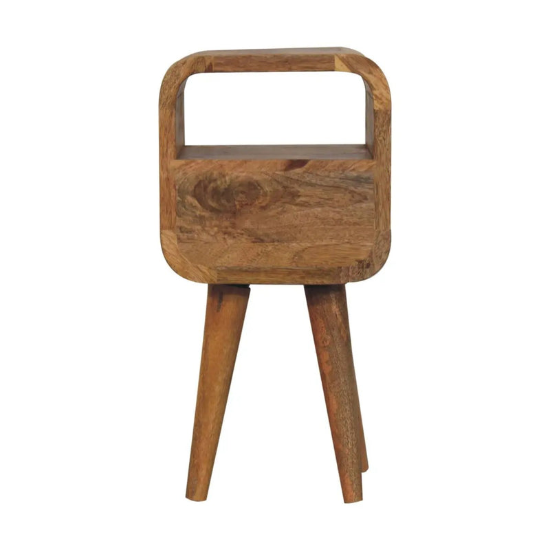 Solid Wood Extra Mini Oak-ish Curve Open Slot Nightstand by HouseOfZazla