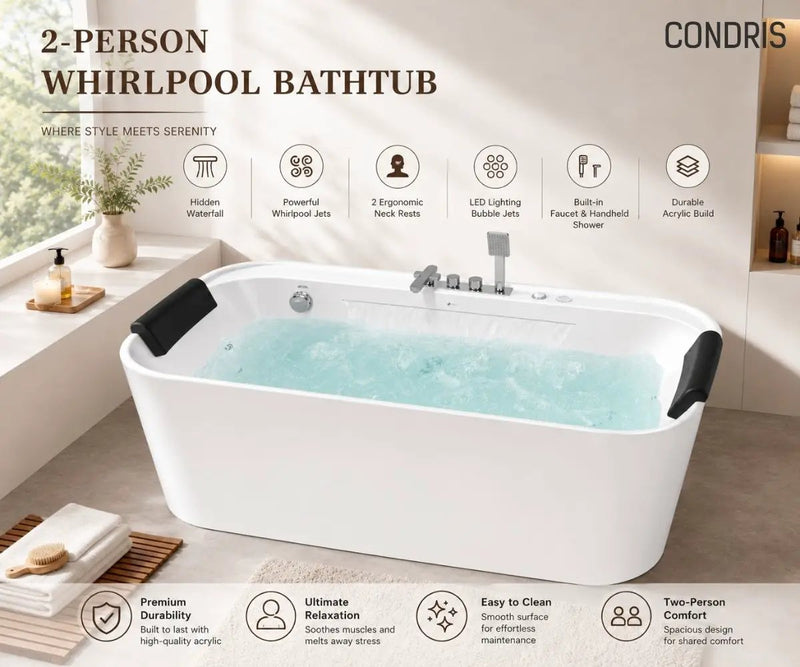 Condris 67" x 35" Whirlpool Bathtub for 2-Person by HouseOfZazla