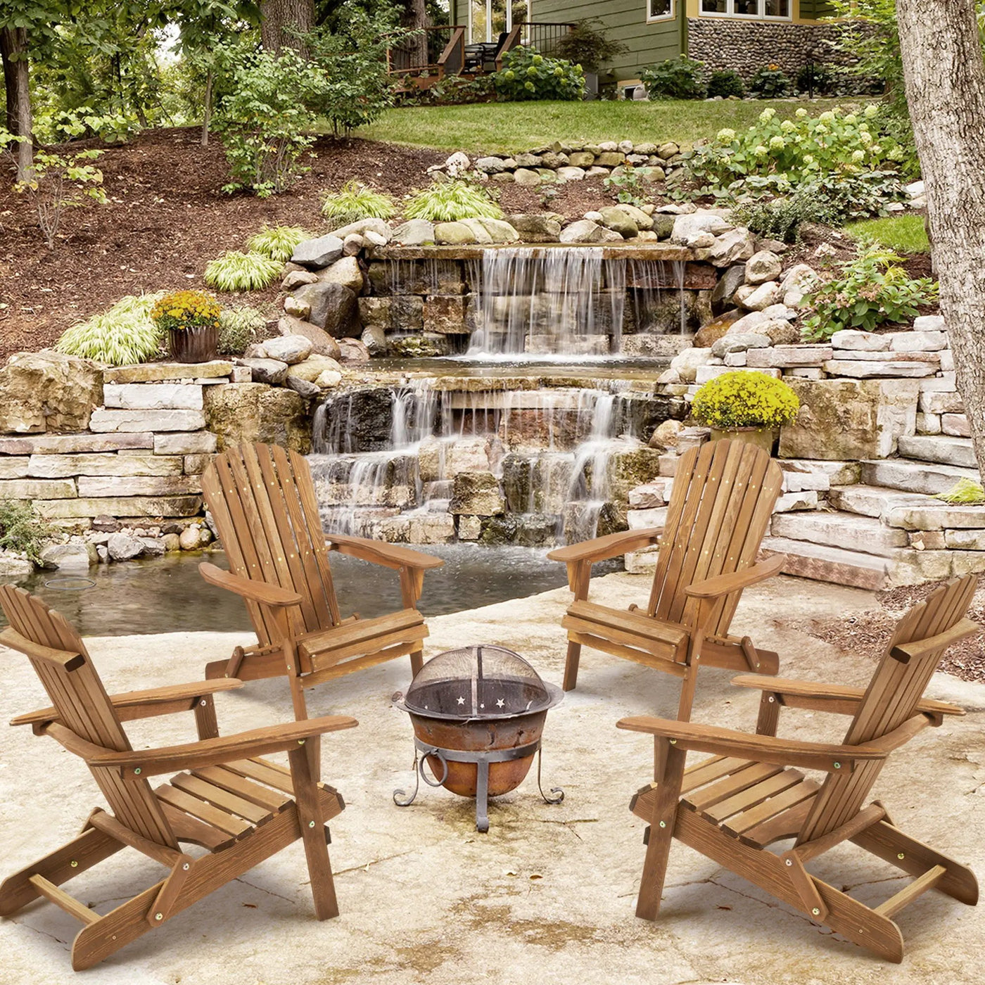Lounge Patio Chair For Garden Outdoor Wooden Folding Adirondack Chair (Set of 2) Solid Cedar Wood Lounge Patio Chair For Garden by HouseOfZazla
