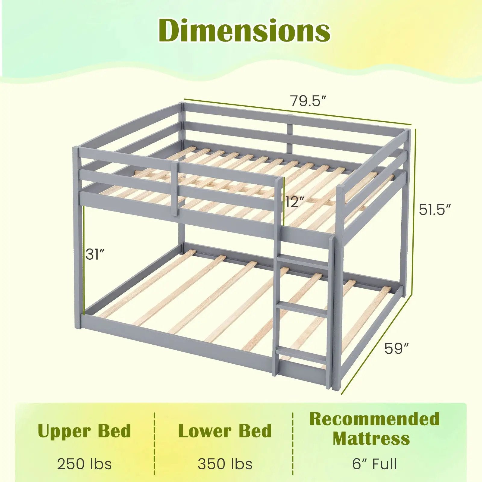Full Over Full Bunk Bed Low-to-ground Bunk Bed by DirectDeals