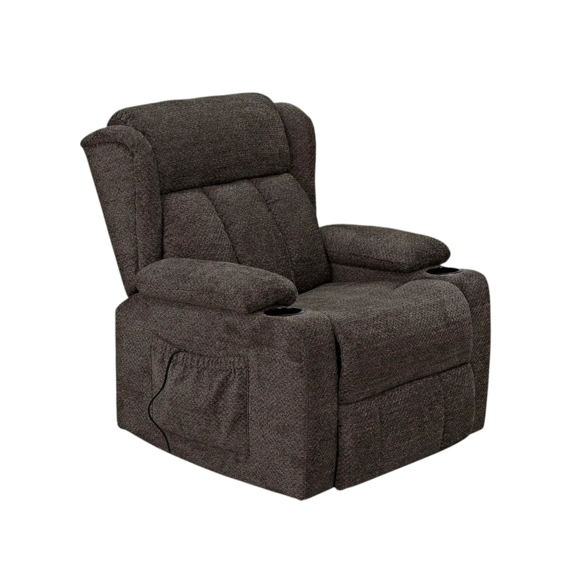 Lusio - Power Motion Recliner With Lift & Cup Holder - Brown by HouseOfZazla