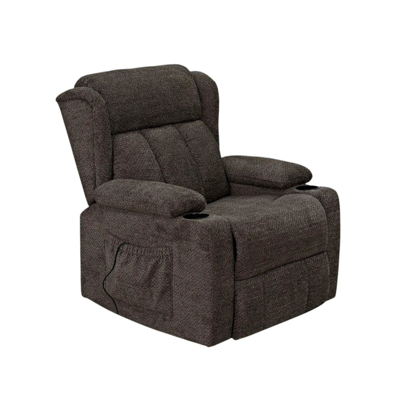 Lusio - Power Motion Recliner With Lift & Cup Holder - Brown by HouseOfZazla