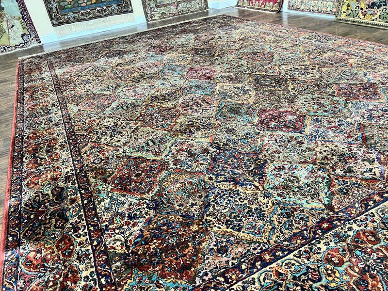 Karastan Multicolor Panel Kirman Rug #717, Wool Karastan Rug 12 x 16, Extra Large Karastan Area Rug, Original Karastan Collection 700 Series by Jewel Rugs