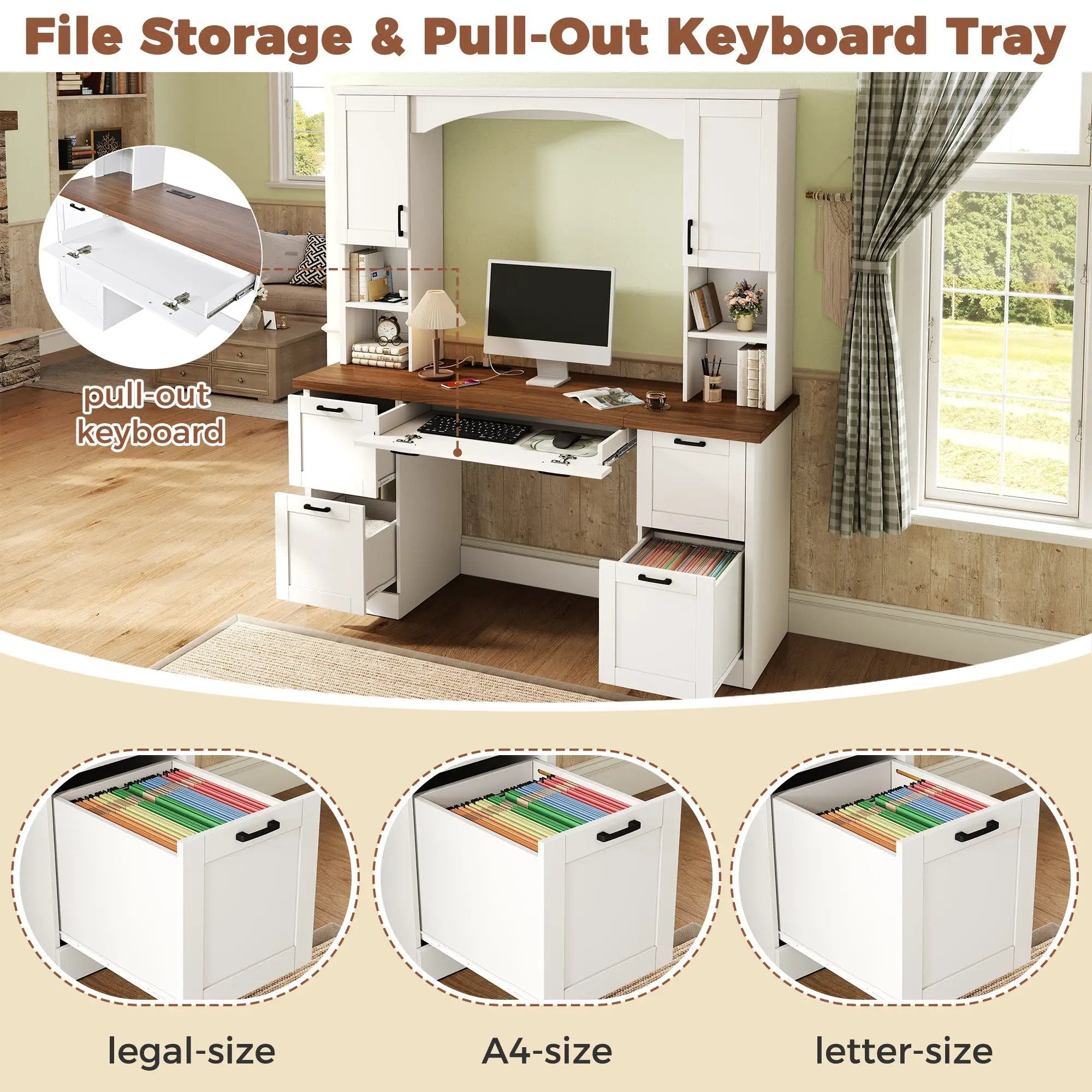 ON-Trend Farmhouse Arched Computer Desk with Hutch by HouseOfZazla