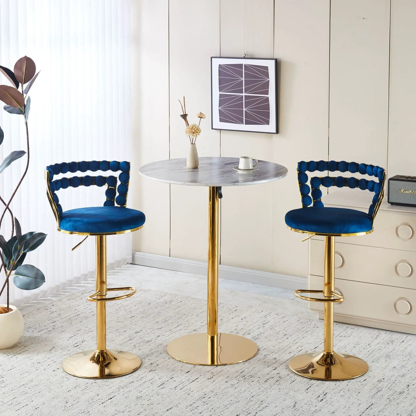 Modern Bar Chair With Iron Tube Legs, Soft Cushions And Comfortable Backrest (Set of 2) by HouseOfZazla