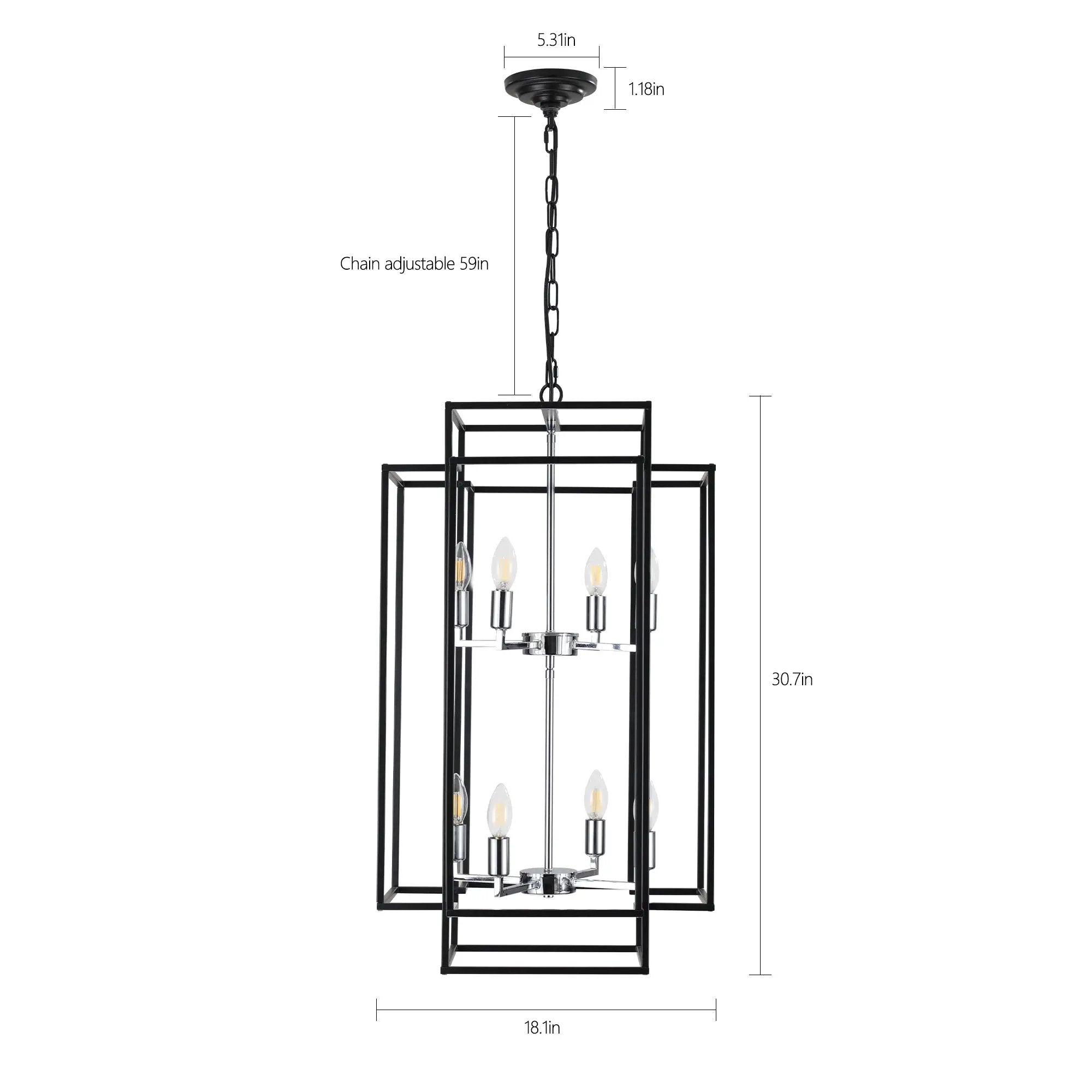 18' Modern 8-Light Black & Chrome Geometric Pendant Chandelier by HouseOfZazla
