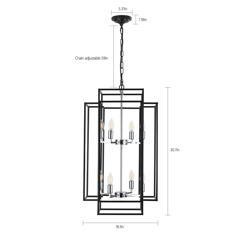 18' Modern 8-Light Black & Chrome Geometric Pendant Chandelier by HouseOfZazla