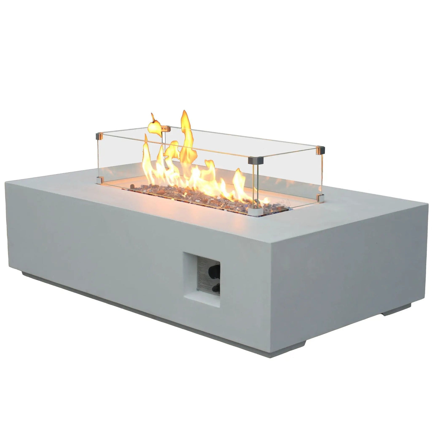 Outdoor Concrete Propane Gas Rectangle Fire Pit Table by HouseOfZazla