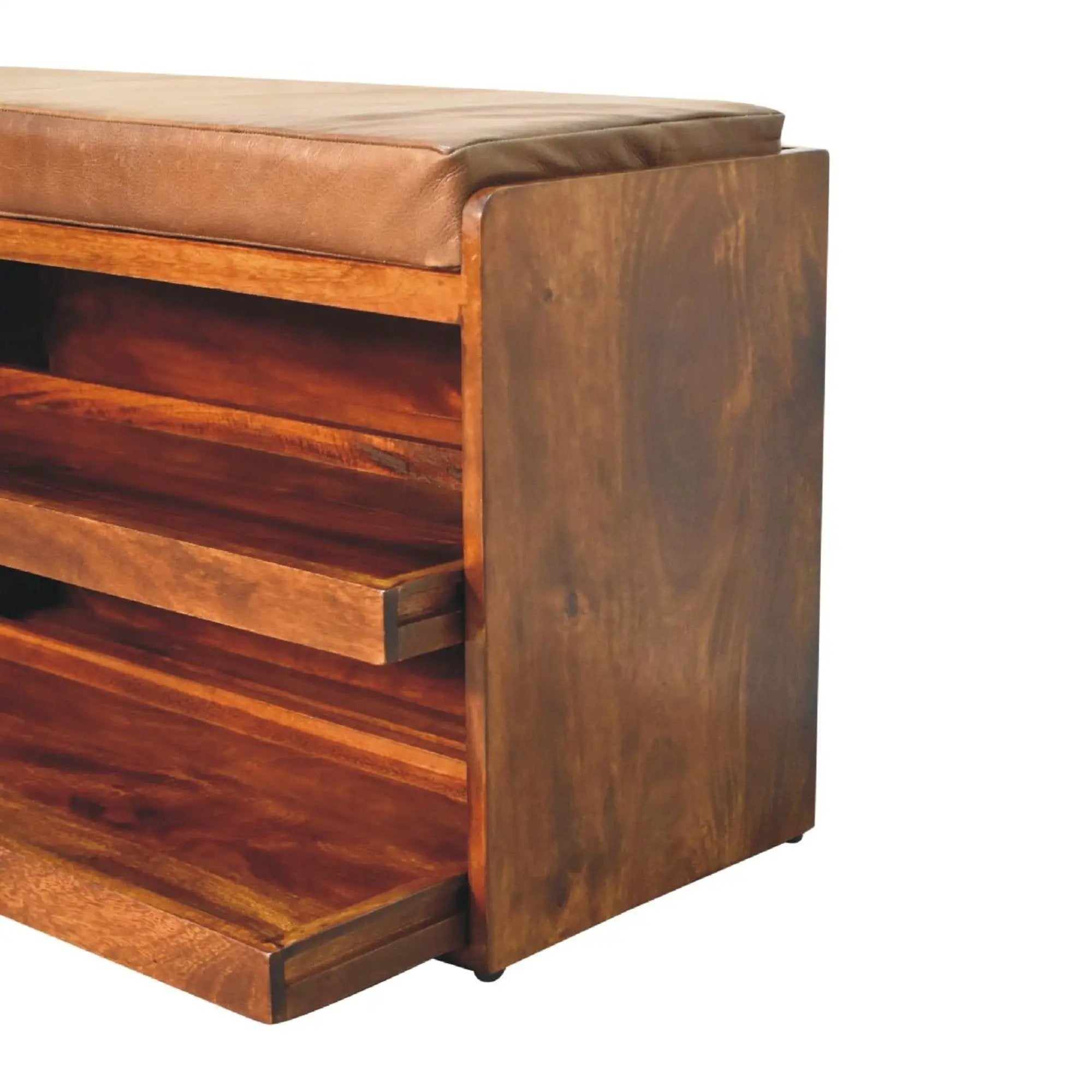 Buffalo - Hide Pull Out Shoe Storage Bench by Unique Piece Furniture