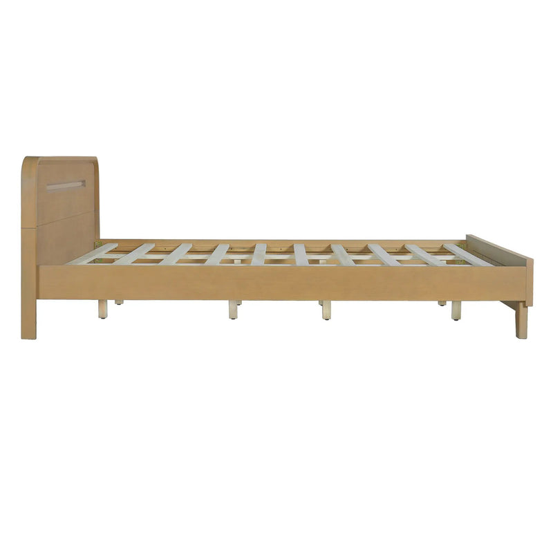Pine Solid Wood Queen Size Bed, Rustic Yellow by HouseOfZazla