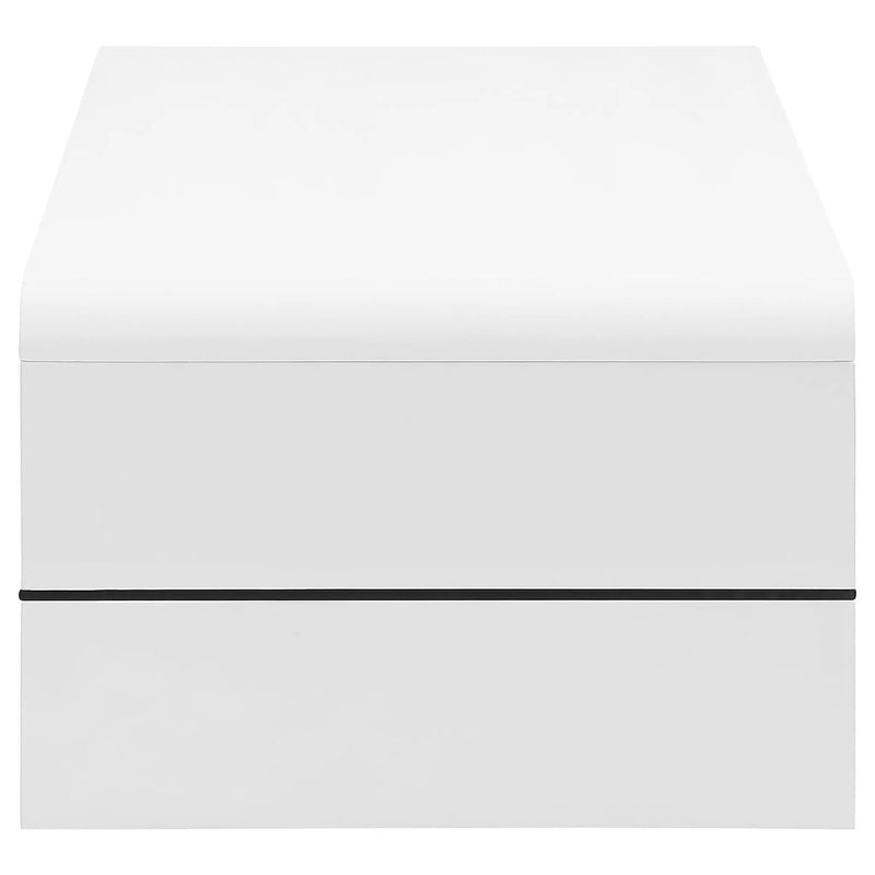 Airell Rectangular Coffee Table with Shelf White High Gloss by Unique Piece Furniture