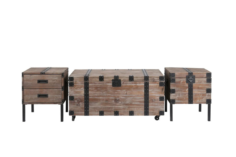 Trunk Table And Side Table With Large Storage Dress Up Your Liviing Room (Set of 3) - Antique Gray by HouseOfZazla
