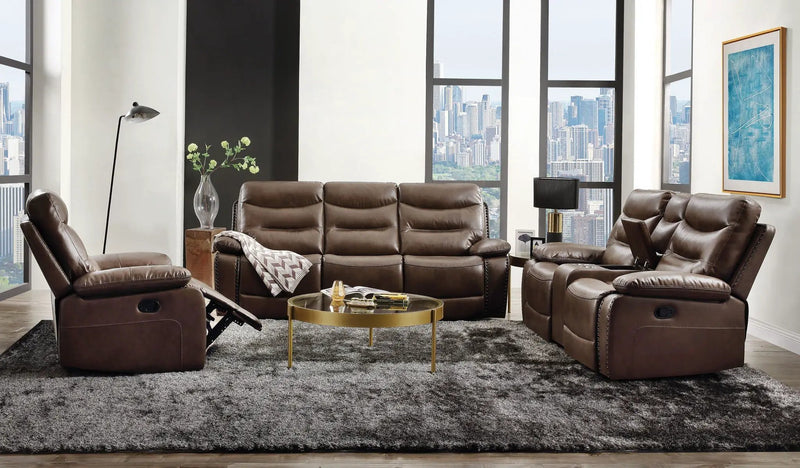Aashi - Leather Gel Match Recliner Loveseat - Brown by Unique Piece Furniture