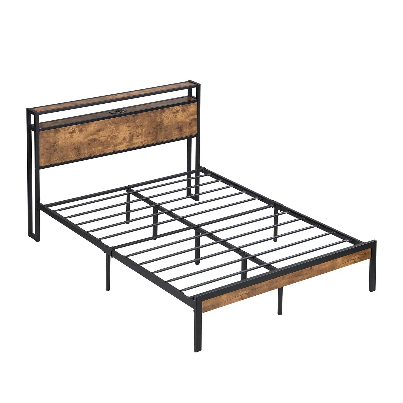 Platform Bed Frame With Wooden Headboard And Footboard, USB Liner by HouseOfZazla