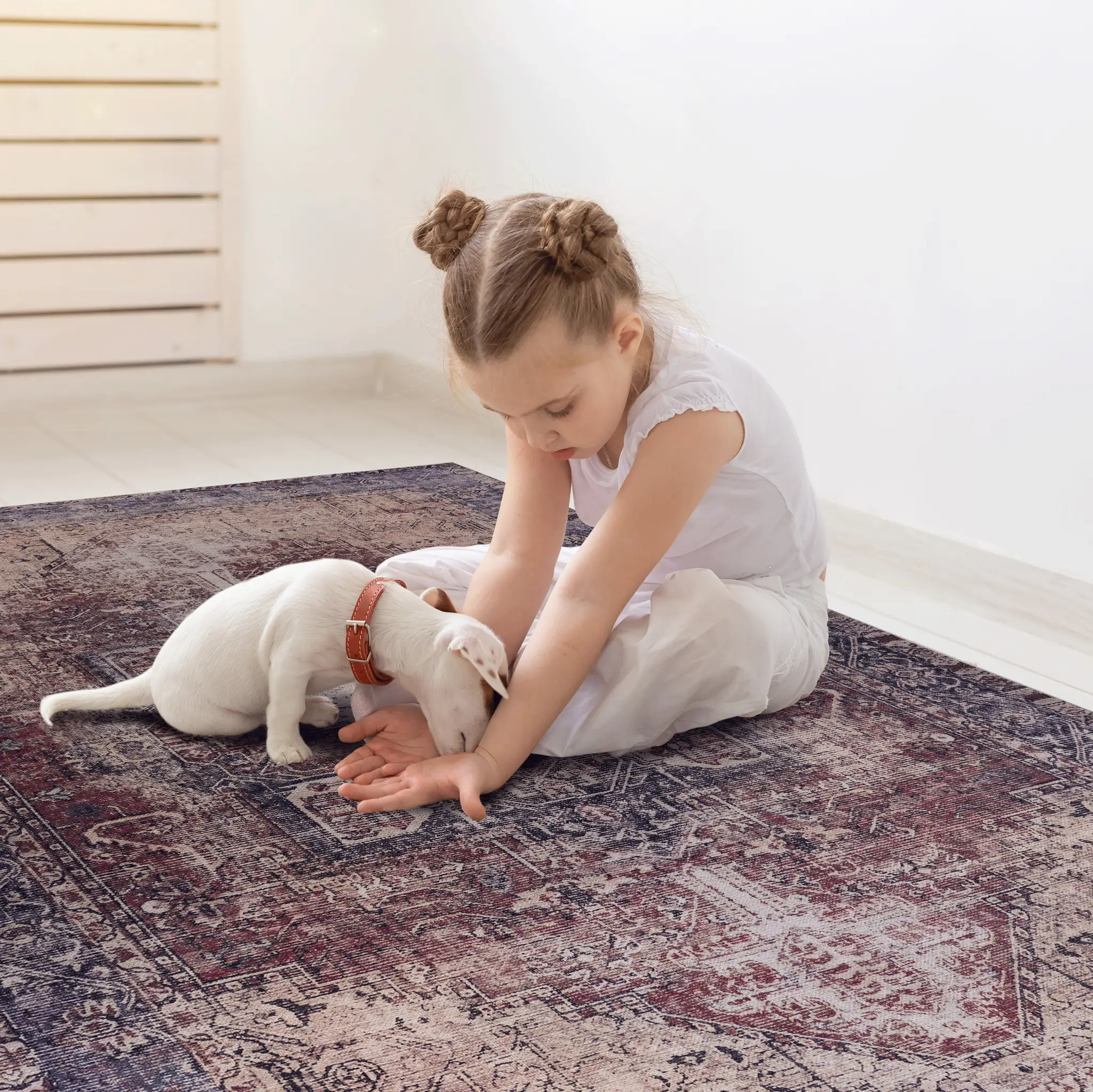 Maval Burgundy Washable Area Rug 3' x 5' by HouseOfZazla