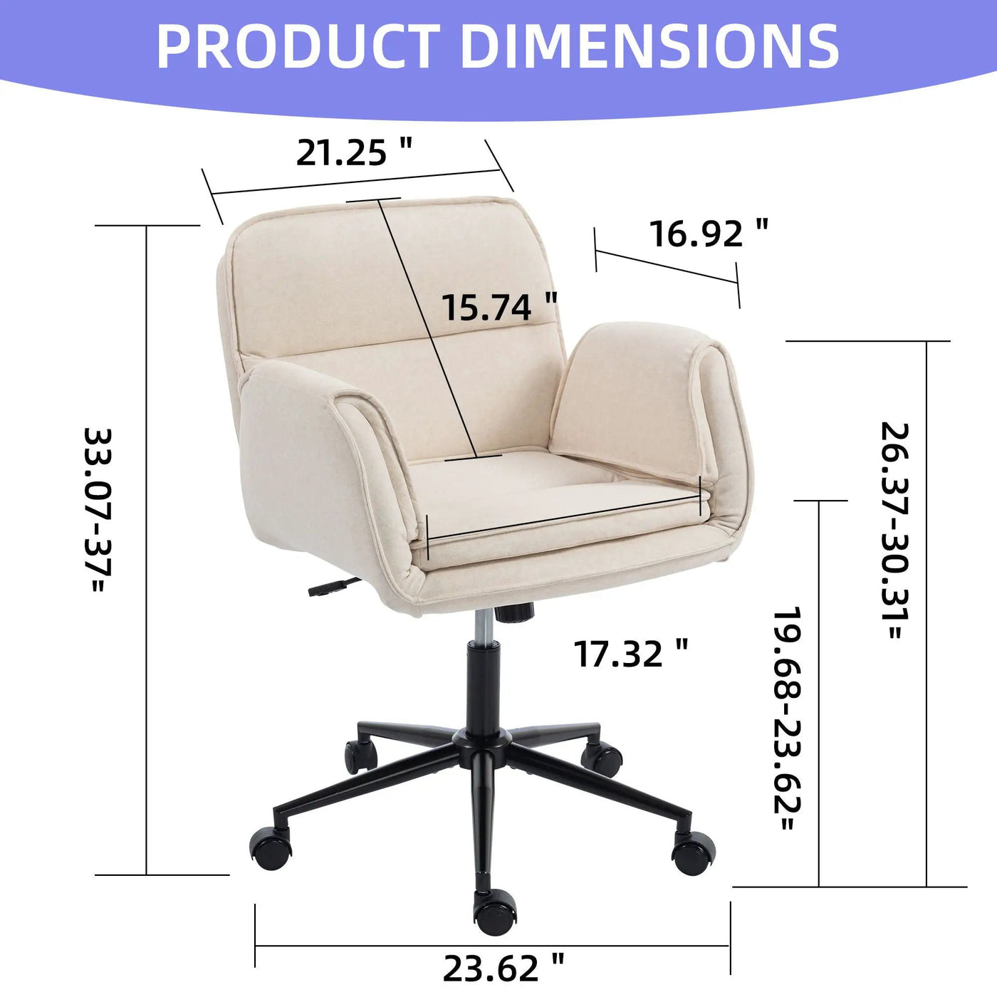 Criss Cross Swivel Desk Chair With Adjustable Armrests & Wheels For Home Office by HouseOfZazla