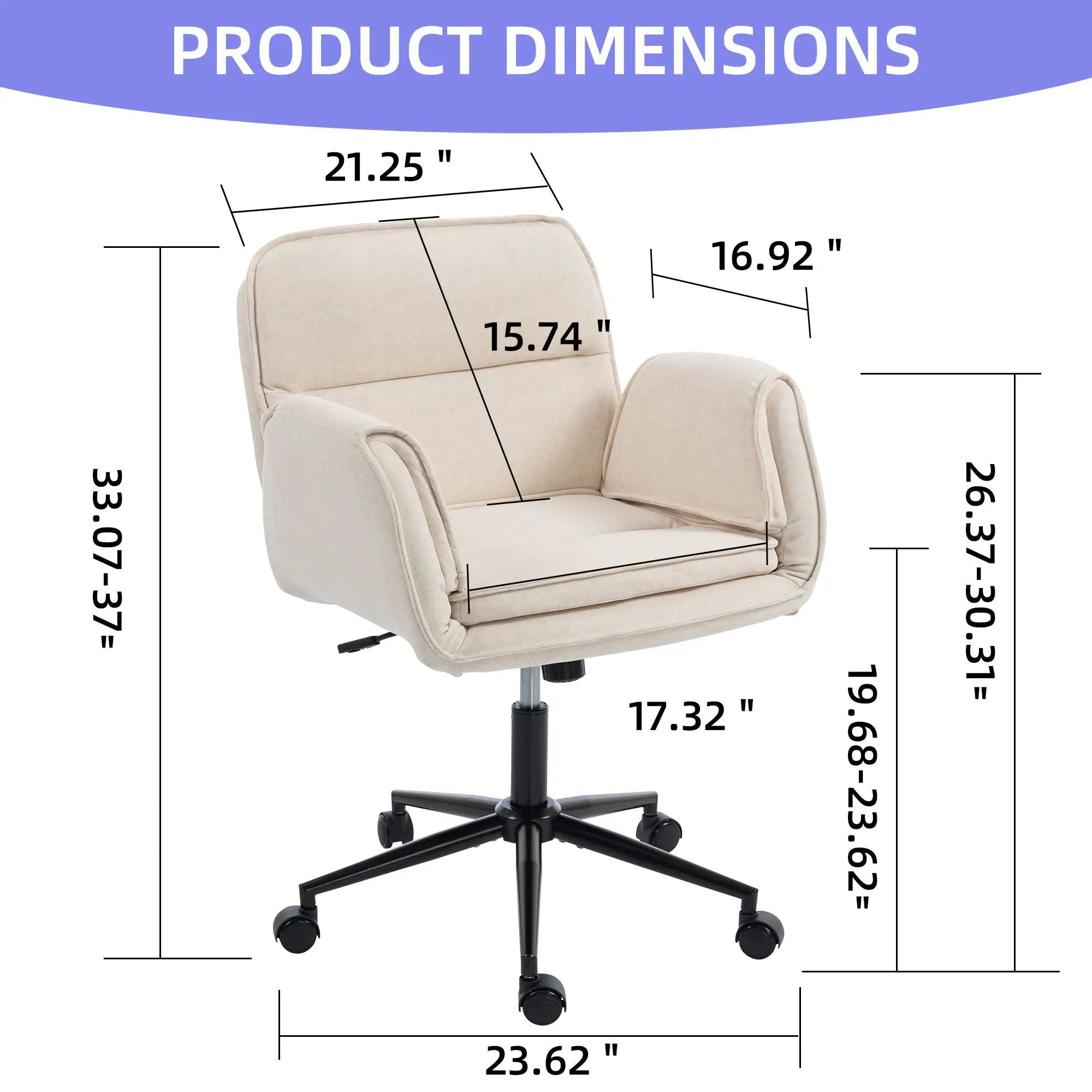 Criss Cross Swivel Desk Chair With Adjustable Armrests & Wheels For Home Office by HouseOfZazla