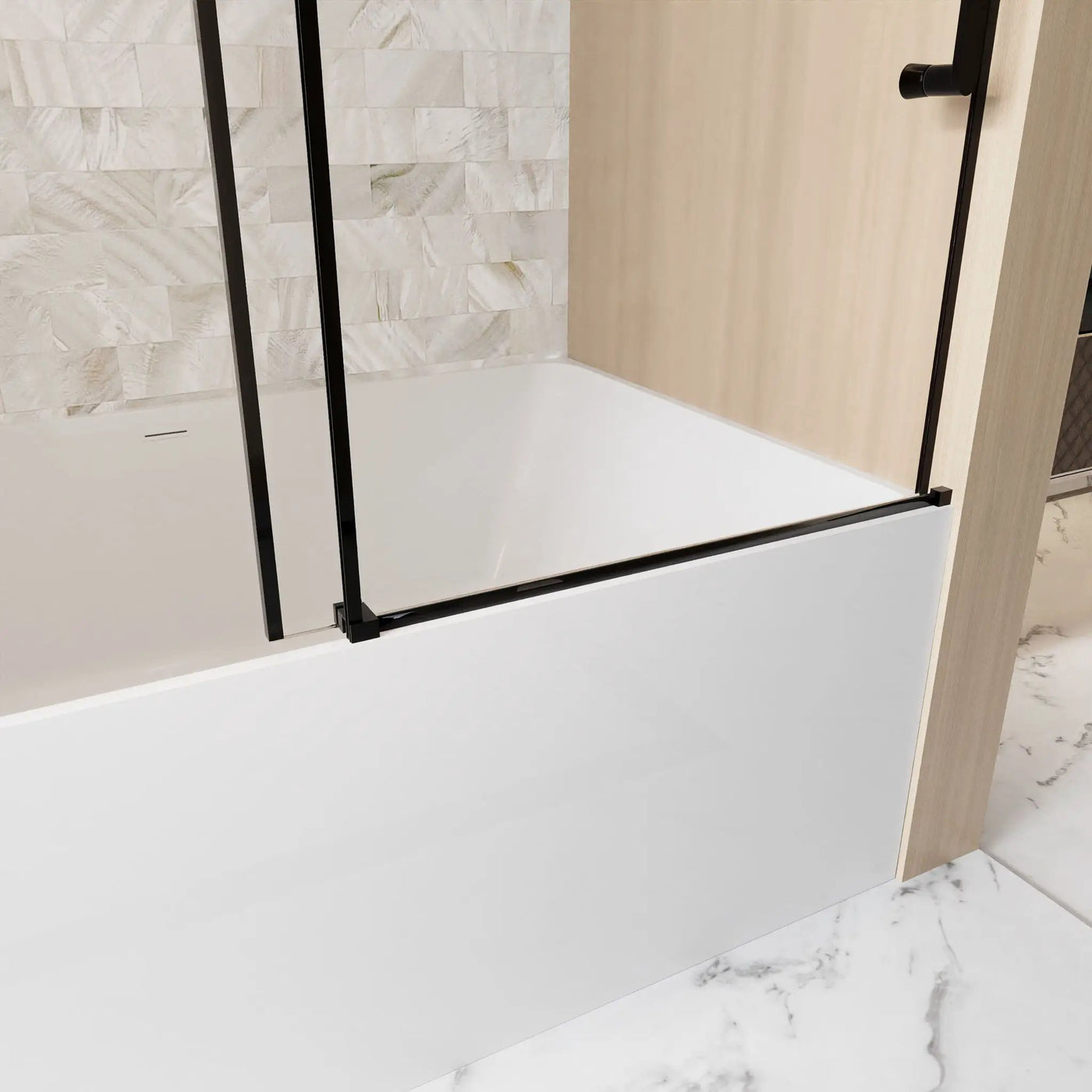 Frameless Single Sliding Shower Door, Square Tube Track by HouseOfZazla