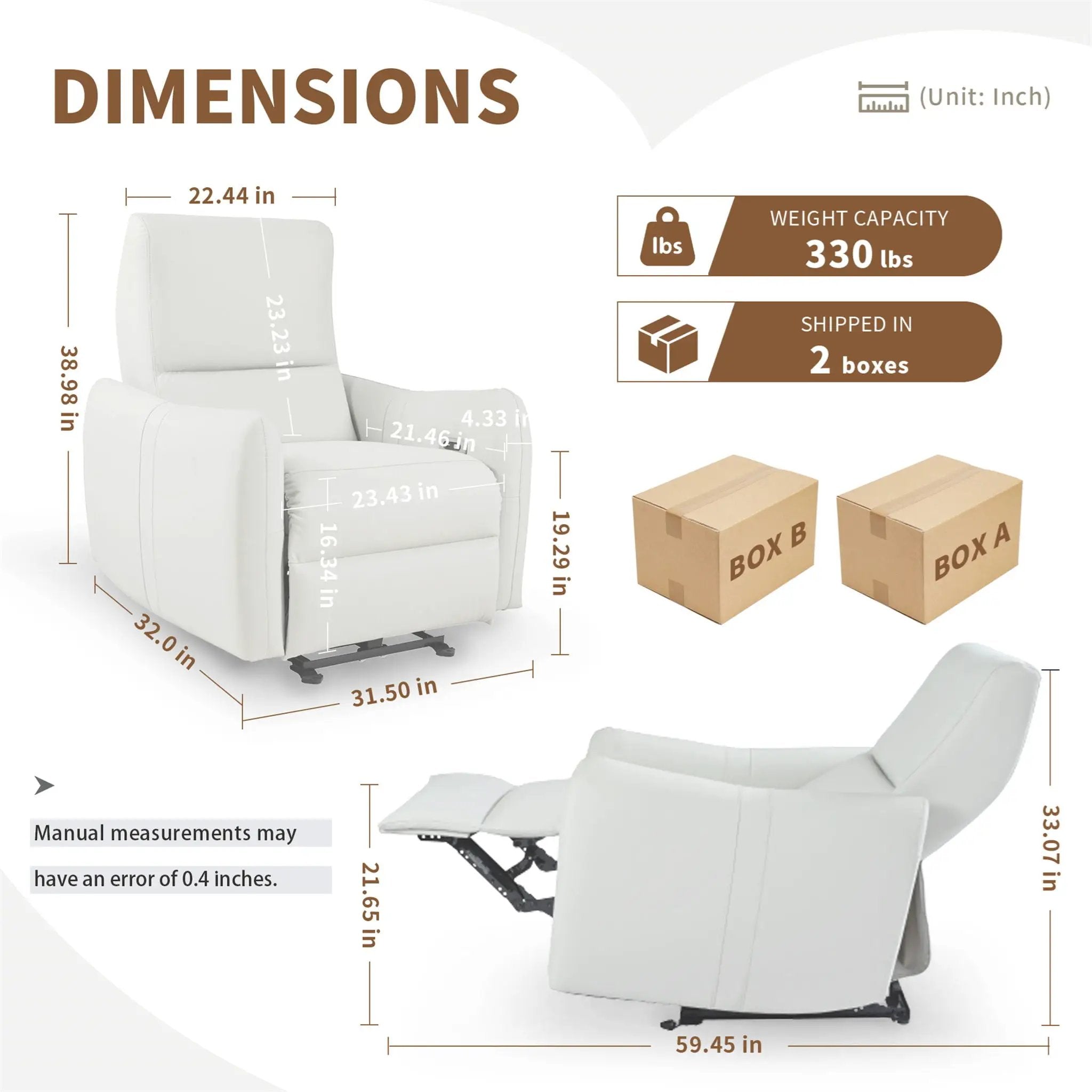 Wall Hugger Power Recliner Chair With USB Port (Type-C) by Unique Piece Furniture