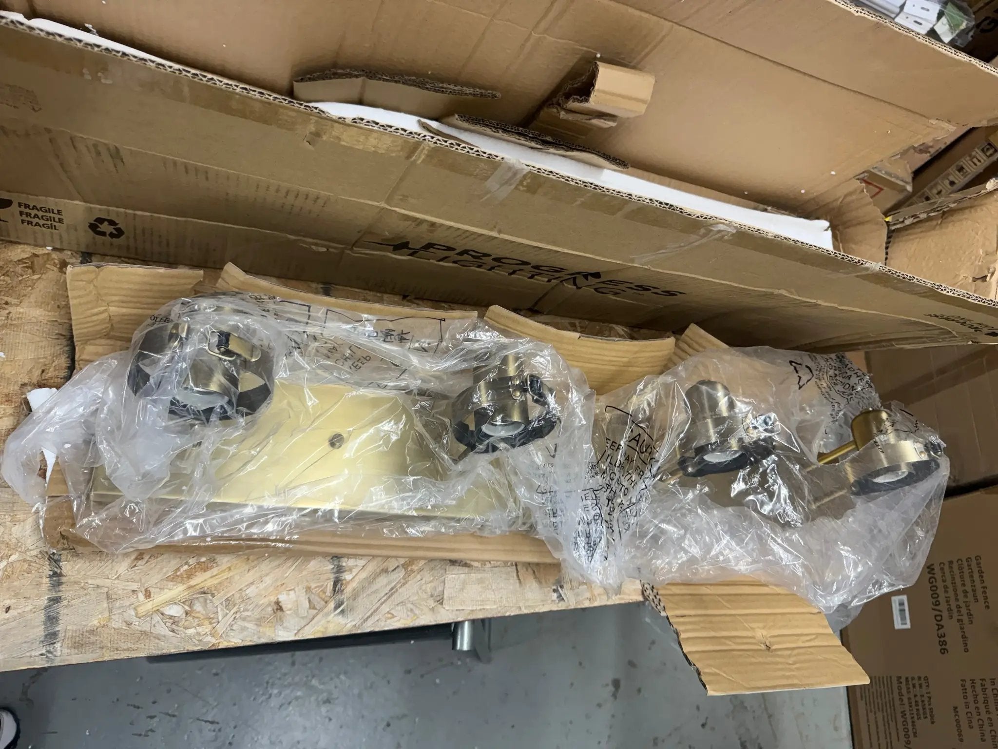 Progress Lighting Calhoun Collection 30-1/4 in. 4-Light Gold Vintage Brass Clear Glass Farmhouse Urban Industrial Bathroom Vanity Light by Selzalot
