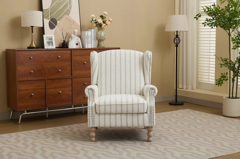 Modern Accent Chair with Retro Wood Legs and Floral Design by HouseOfZazla