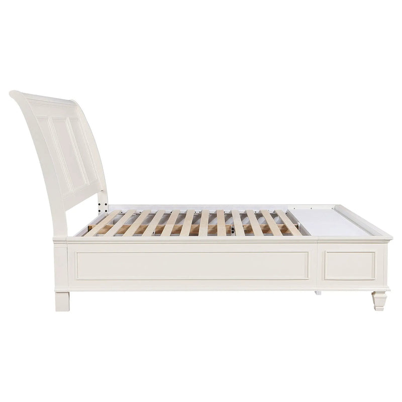 Sandy Beach Wood Eastern King Storage Panel Bed Cream White by Unique Piece Furniture