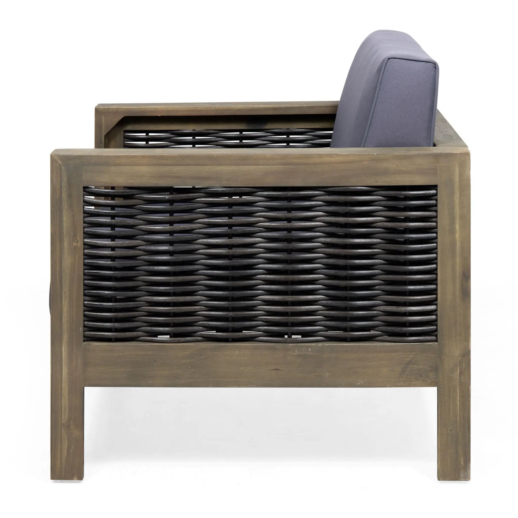 Outdoor Acacia Wood Club Chair With Wicker Accents by HouseOfZazla