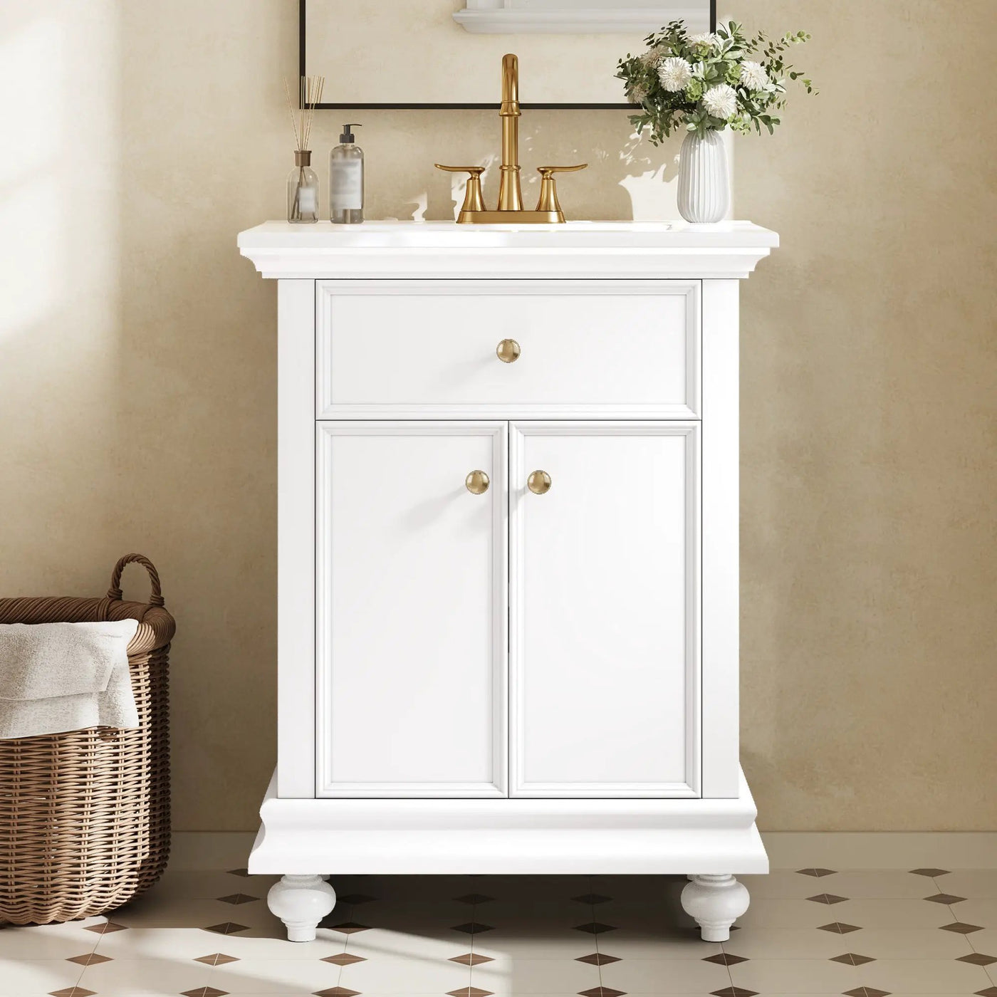 24" Modern Bathroom Vanity with Tip-Out Drawer & Soft-Close Hinges by HouseOfZazla