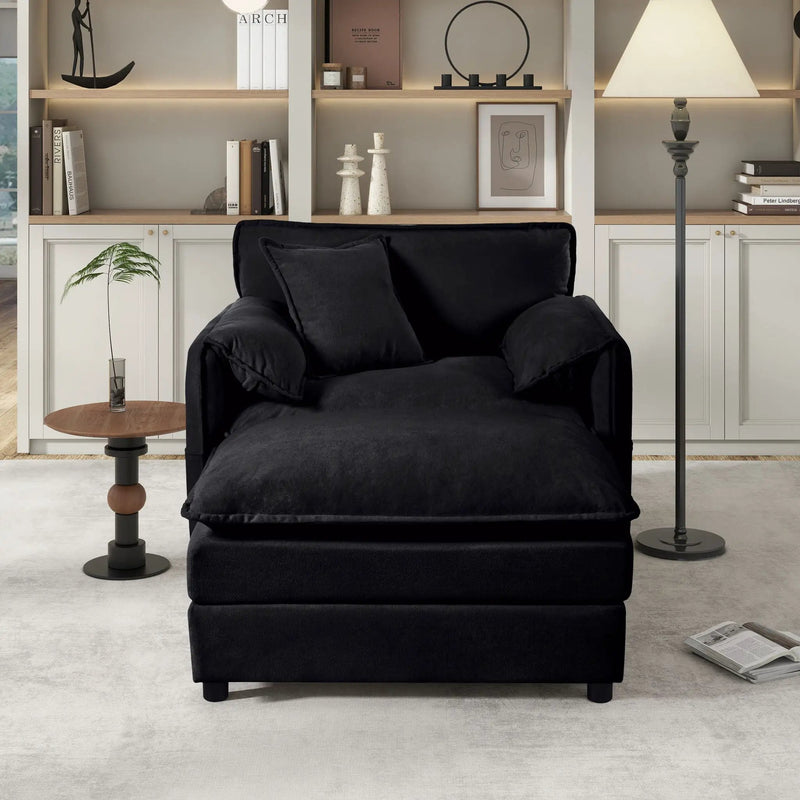 Oversized Chair With Movable Ottoman, Soft Upholstered Lounge Chair by Unique Piece Furniture