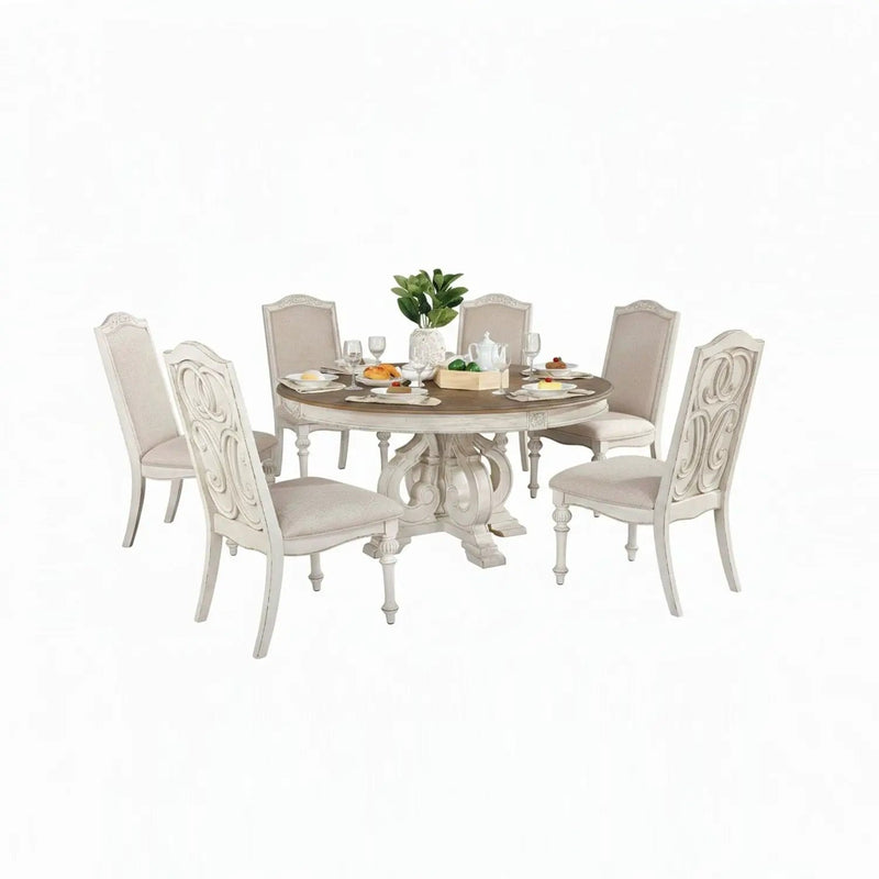 Elegant Dining Set Round Table And Side Chairs by Unique Piece Furniture