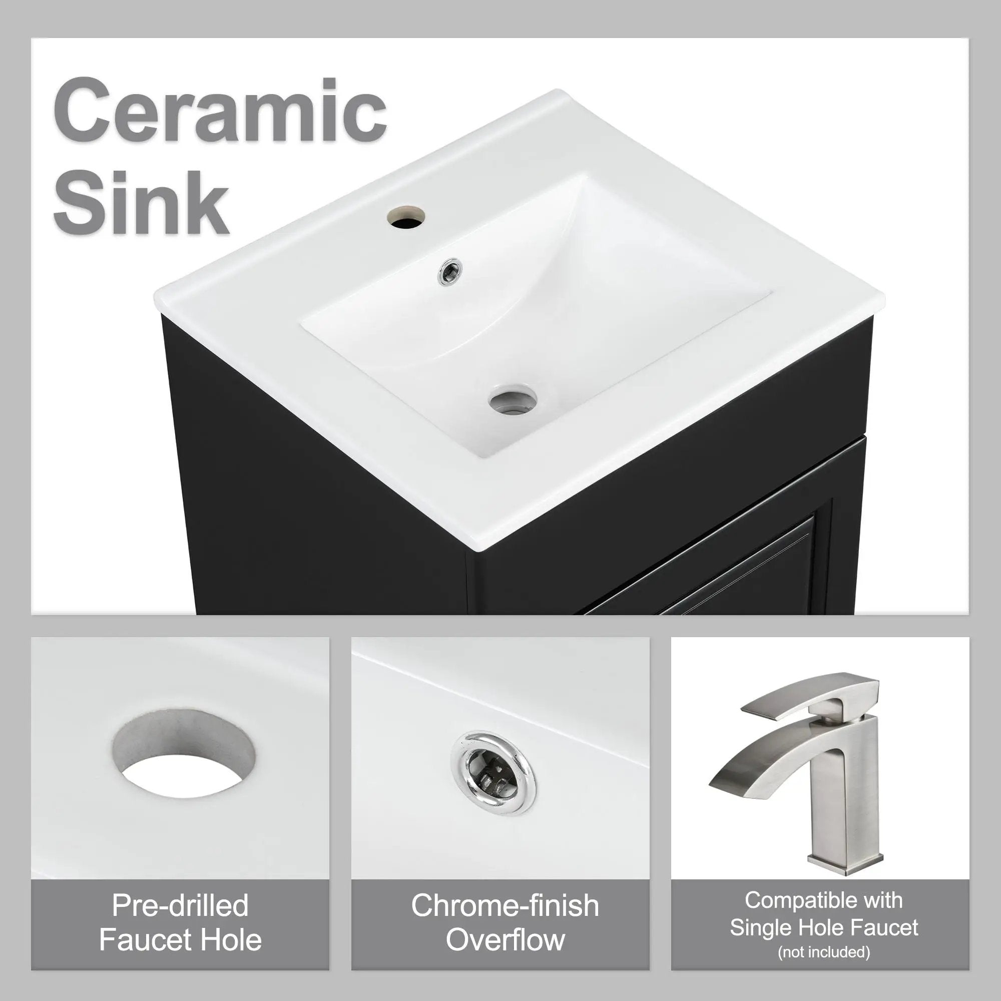 Bathroom Vanity With Sink, Cabinet With Adjustable Shelf
