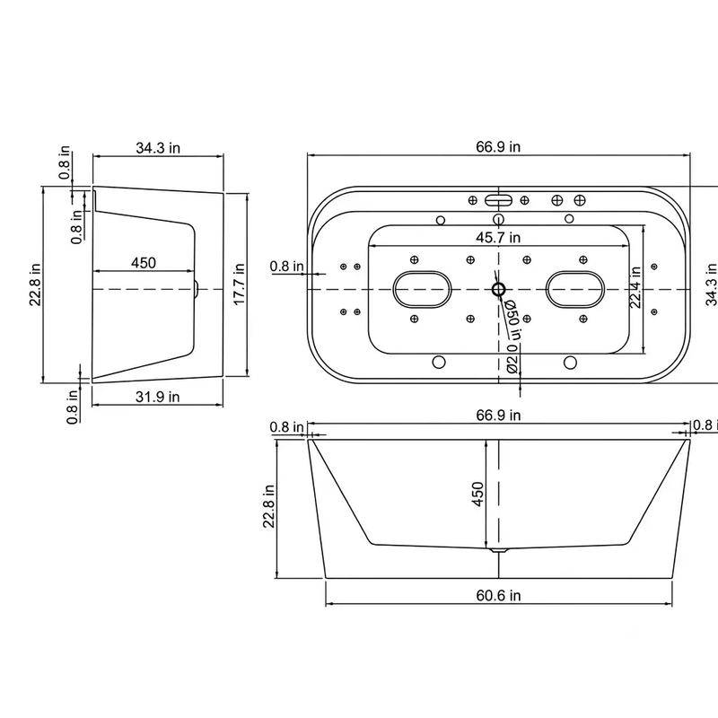 Condris 67" x 35" Whirlpool Bathtub for 2-Person by HouseOfZazla