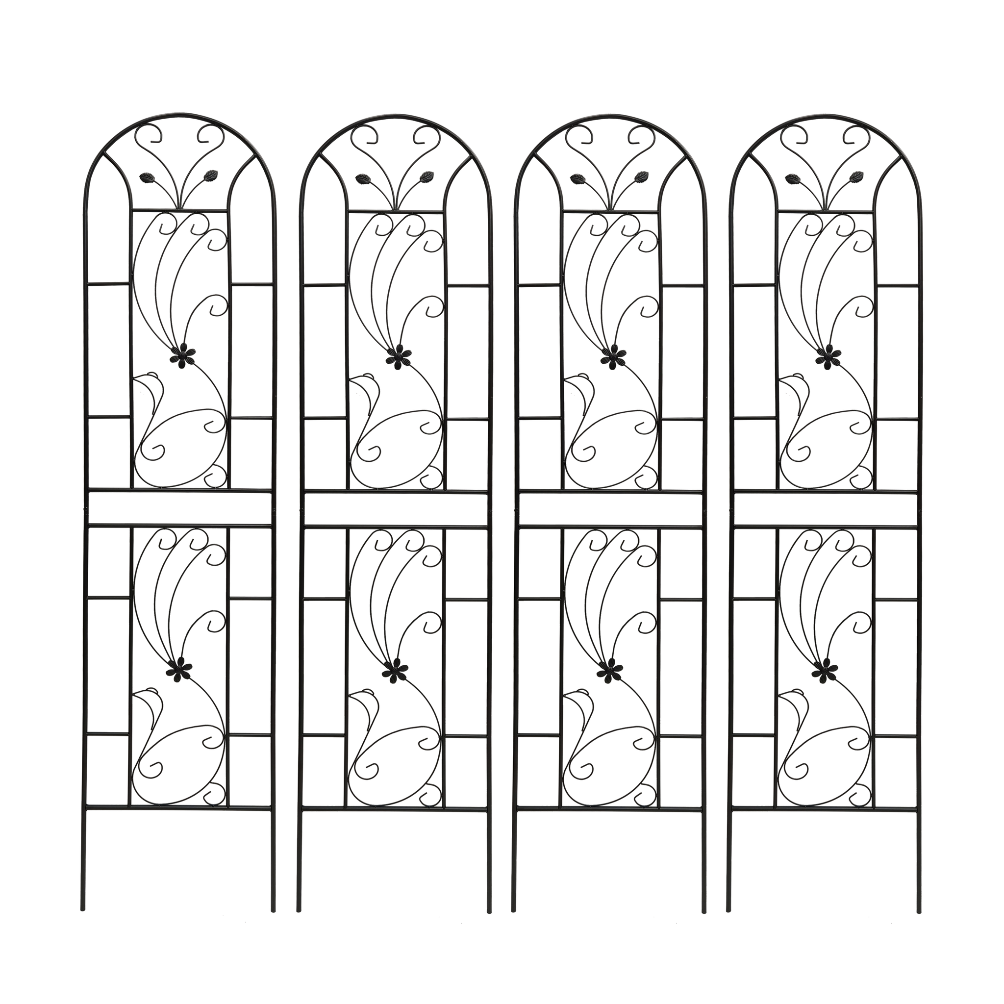 4 Pack Metal Garden Trellis 86.7'' x 19.7'' Rustproof Black by HouseOfZazla