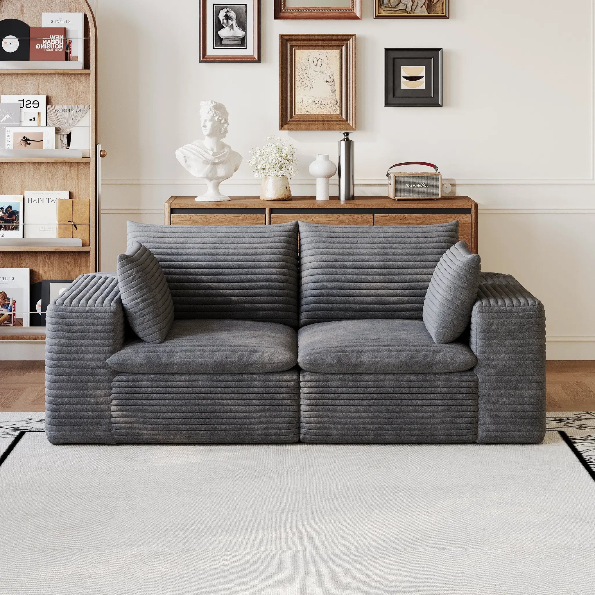 71" Cloud Sofa in Corduroy Fabric by HouseOfZazla