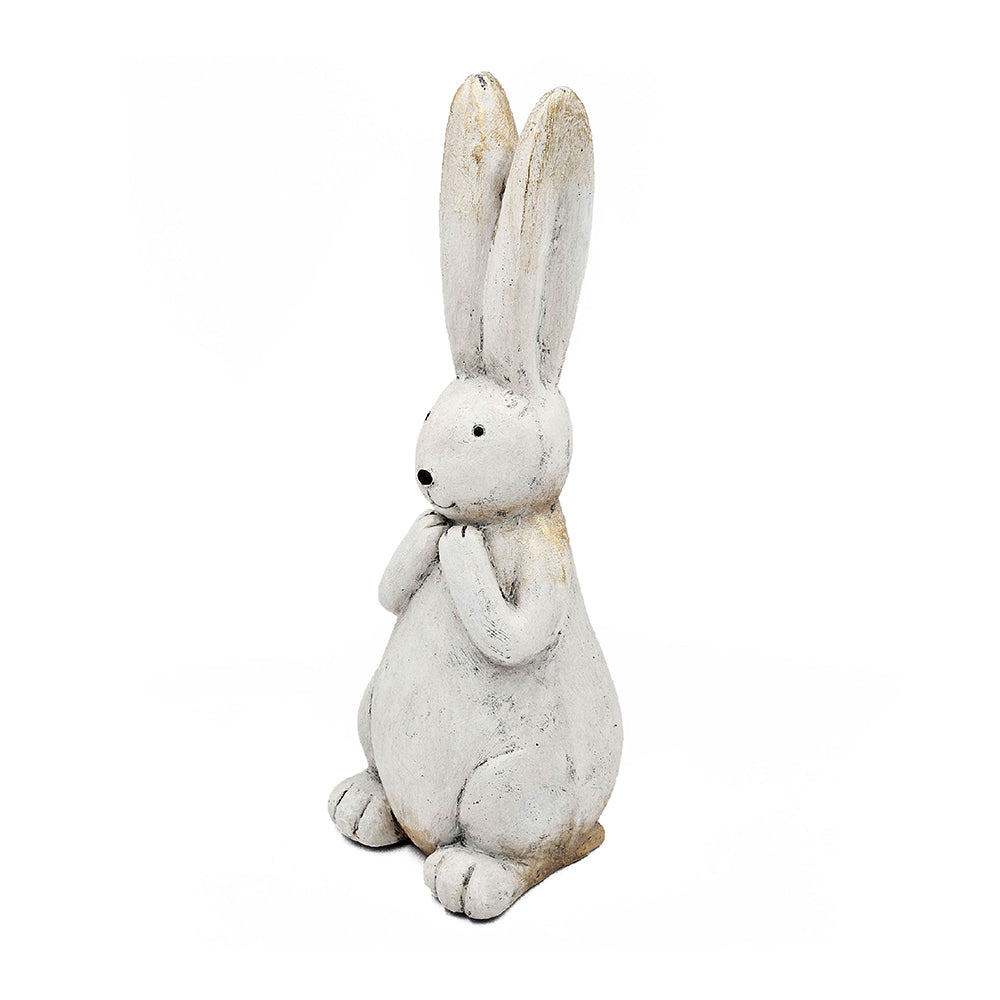 Textured Bunny Figurine with Iron Construction - White, photo 5 of 10