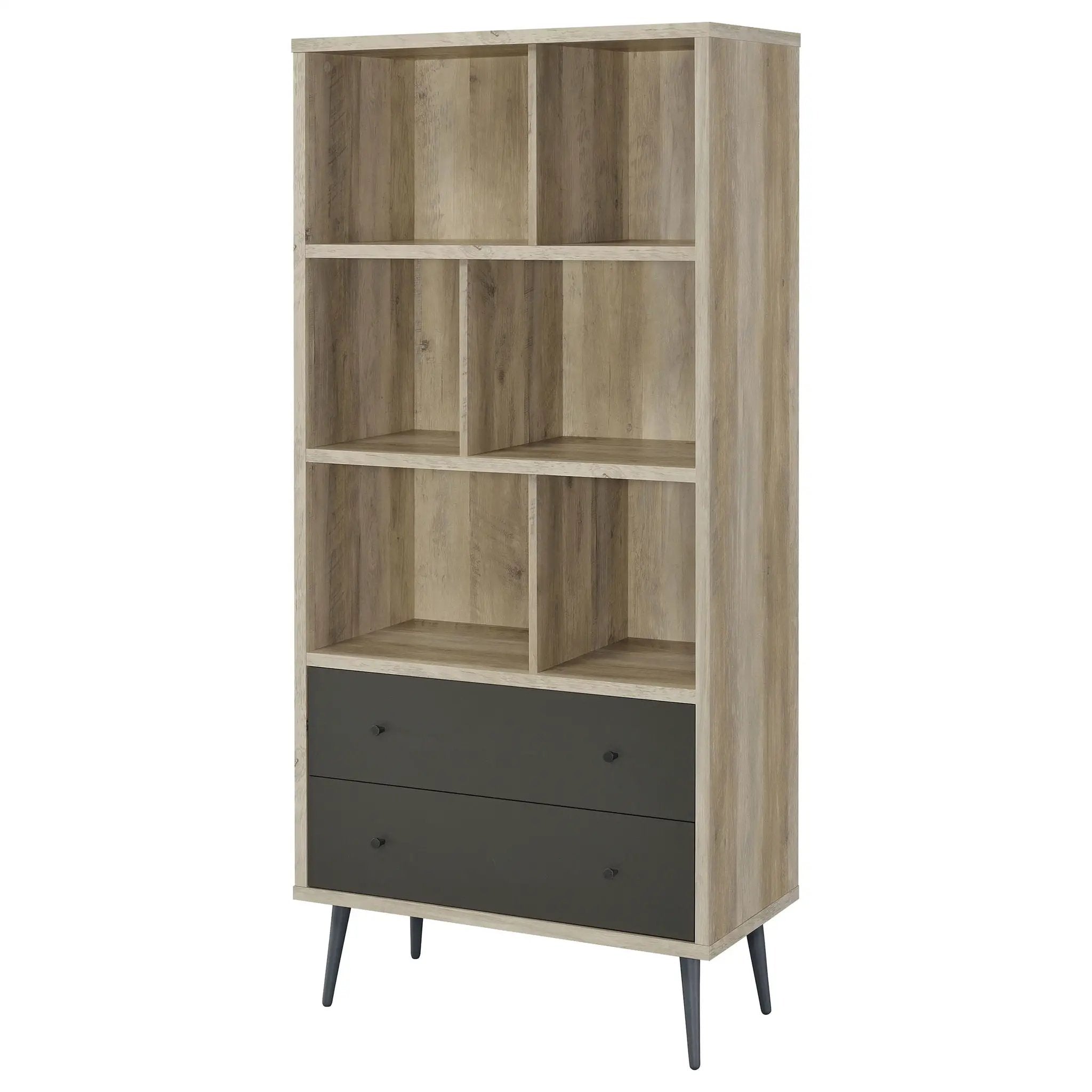 Maeve 70-inch 3-shelf Bookcase with Drawers Distressed Pine by Unique Piece Furniture