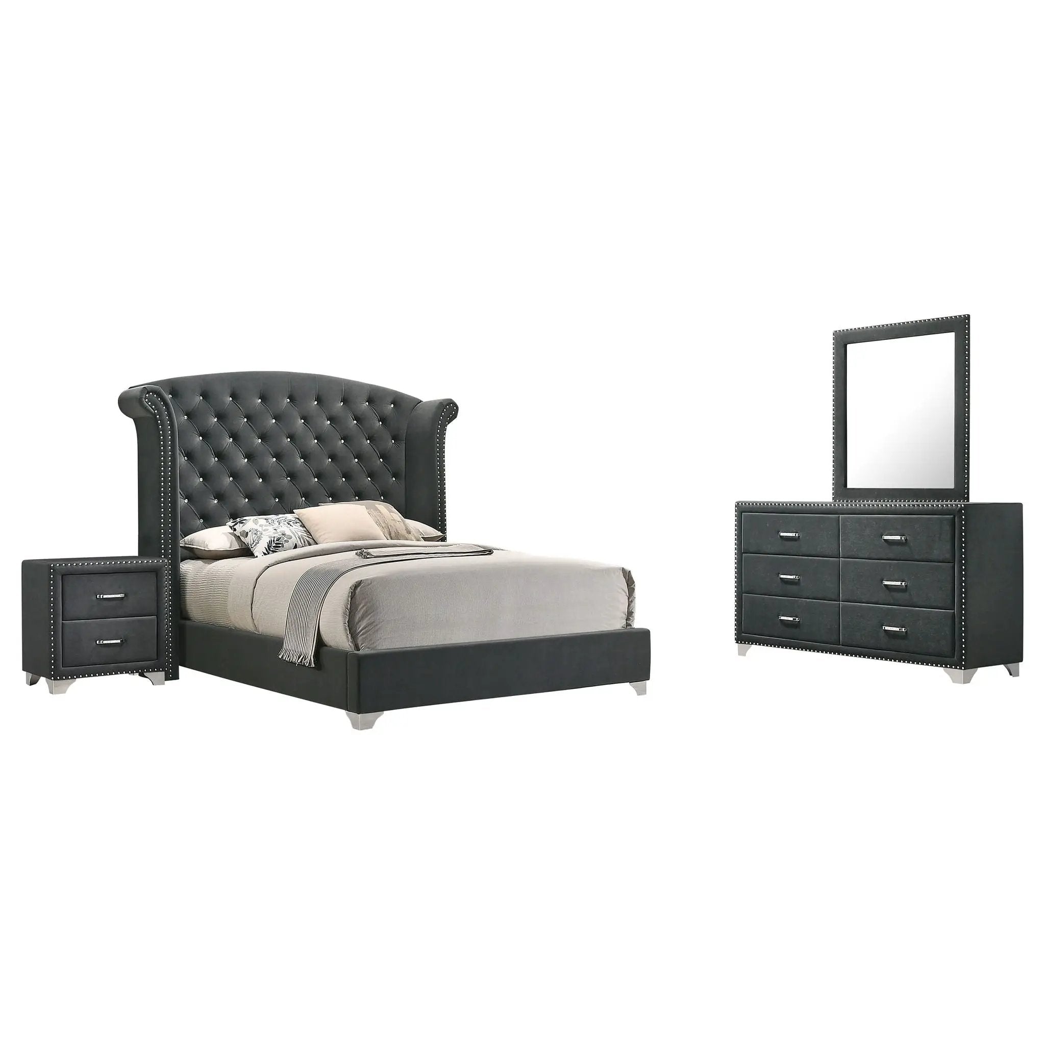 Melody 4-piece Eastern King Bedroom Set Grey by Unique Piece Furniture