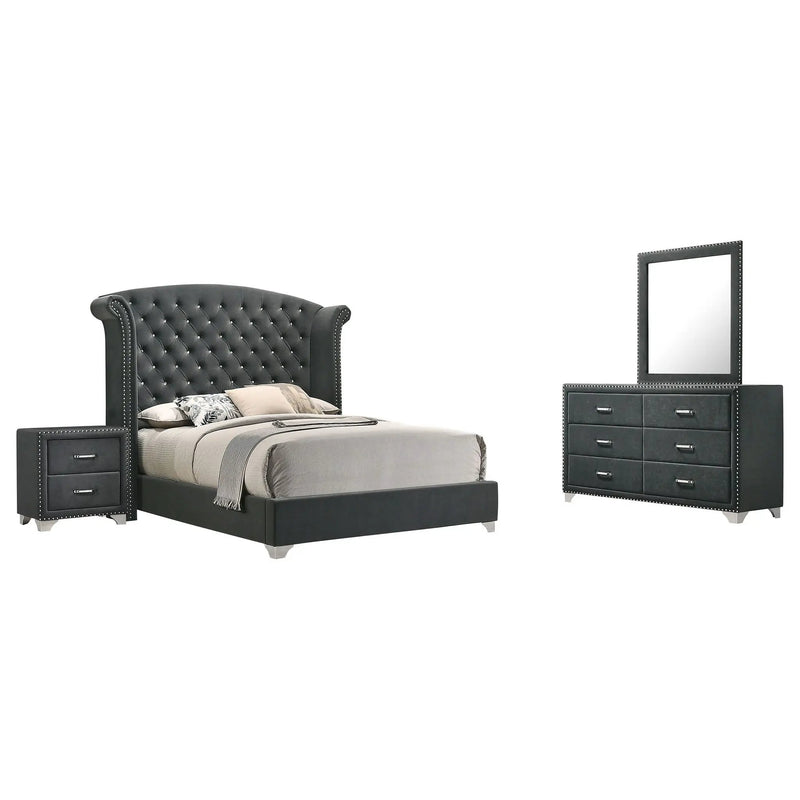 Melody 4-piece Eastern King Bedroom Set Grey by Unique Piece Furniture
