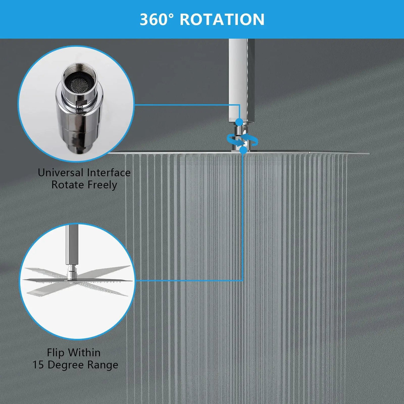 Ultra Thin Square Rainfall Shower Head Stainless Steel, Wall Or Ceiling Mount by HouseOfZazla