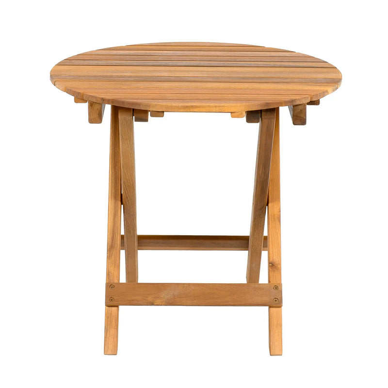 Patio Conversation Set with Foldable Acacia Wood Table and Cushioned Armchairs by HouseOfZazla