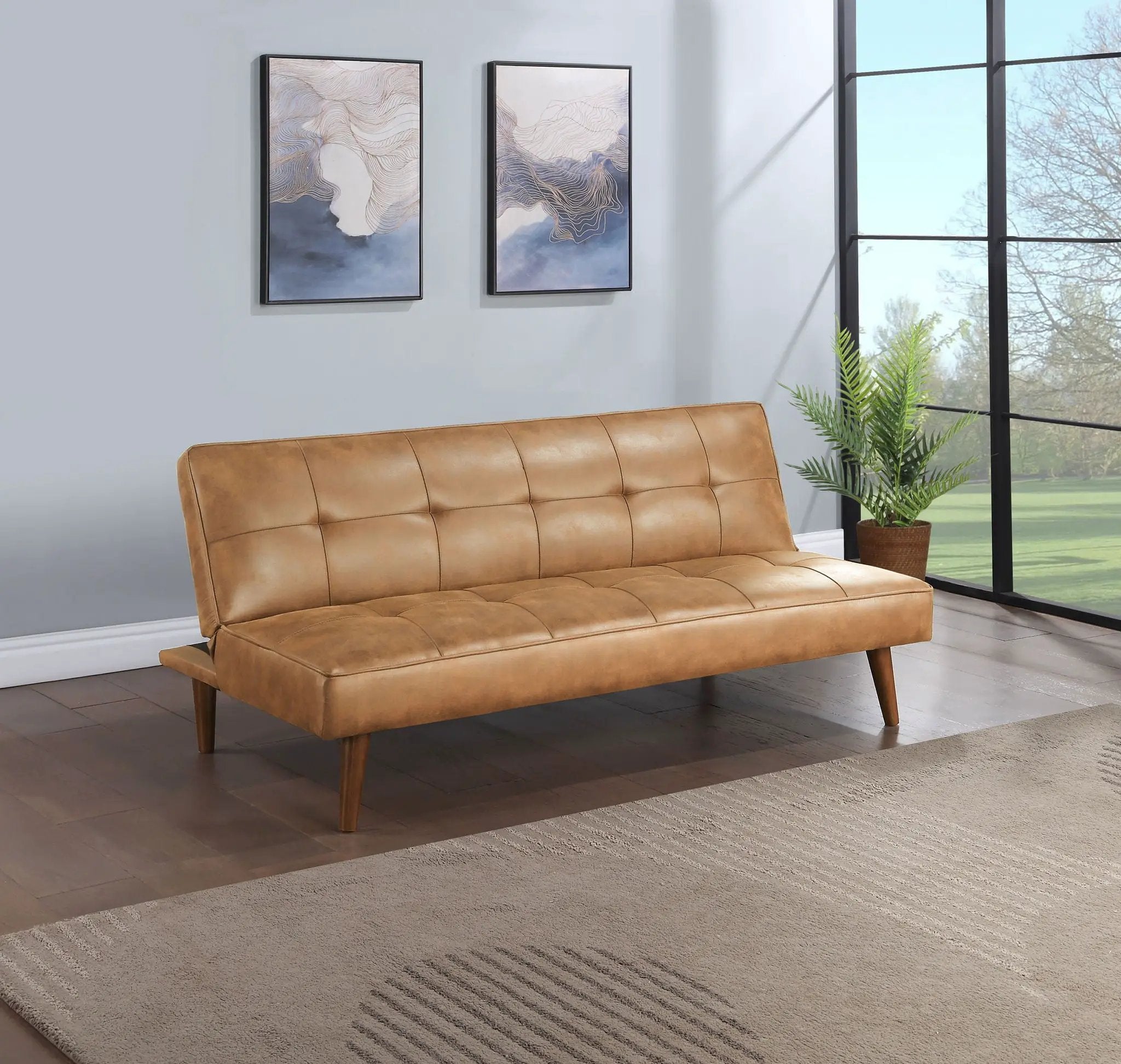 Jenson Upholstered Tufted Convertible Sofa Bed Saddle Brown by Unique Piece Furniture